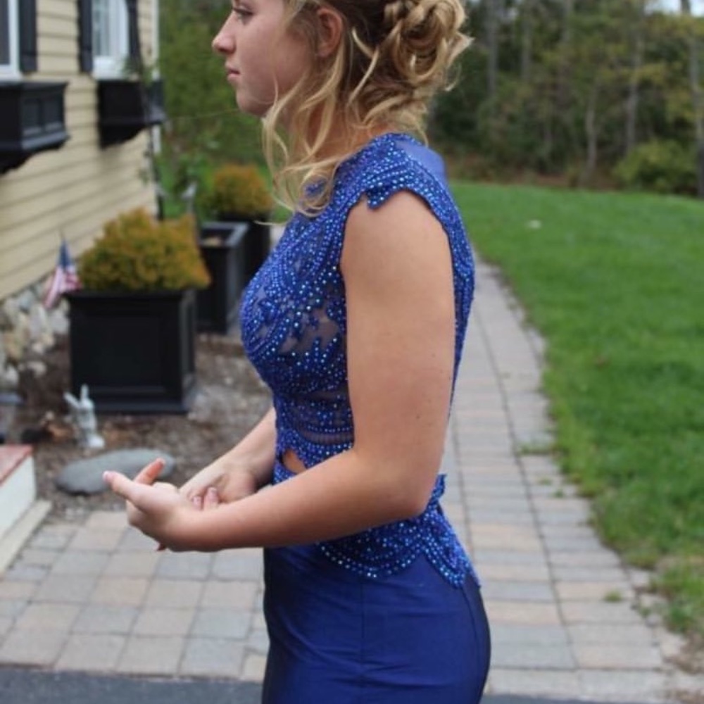 Jovani size 4 prom dress, navy blue two peice